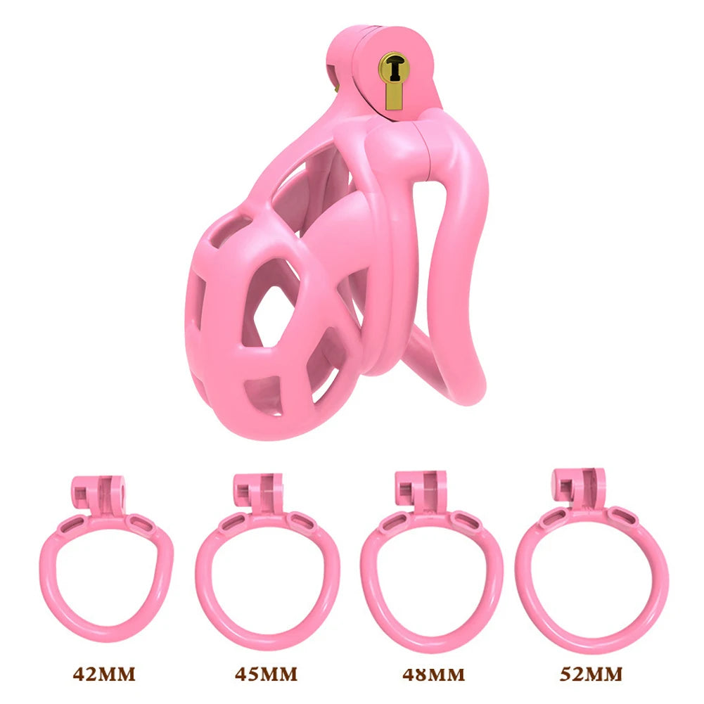 Male Chastity Cage Lock Cock Device (Pink)
