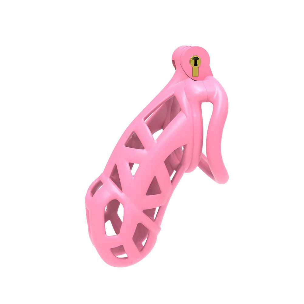 Male Chastity Cage Lock Cock Device (Pink)