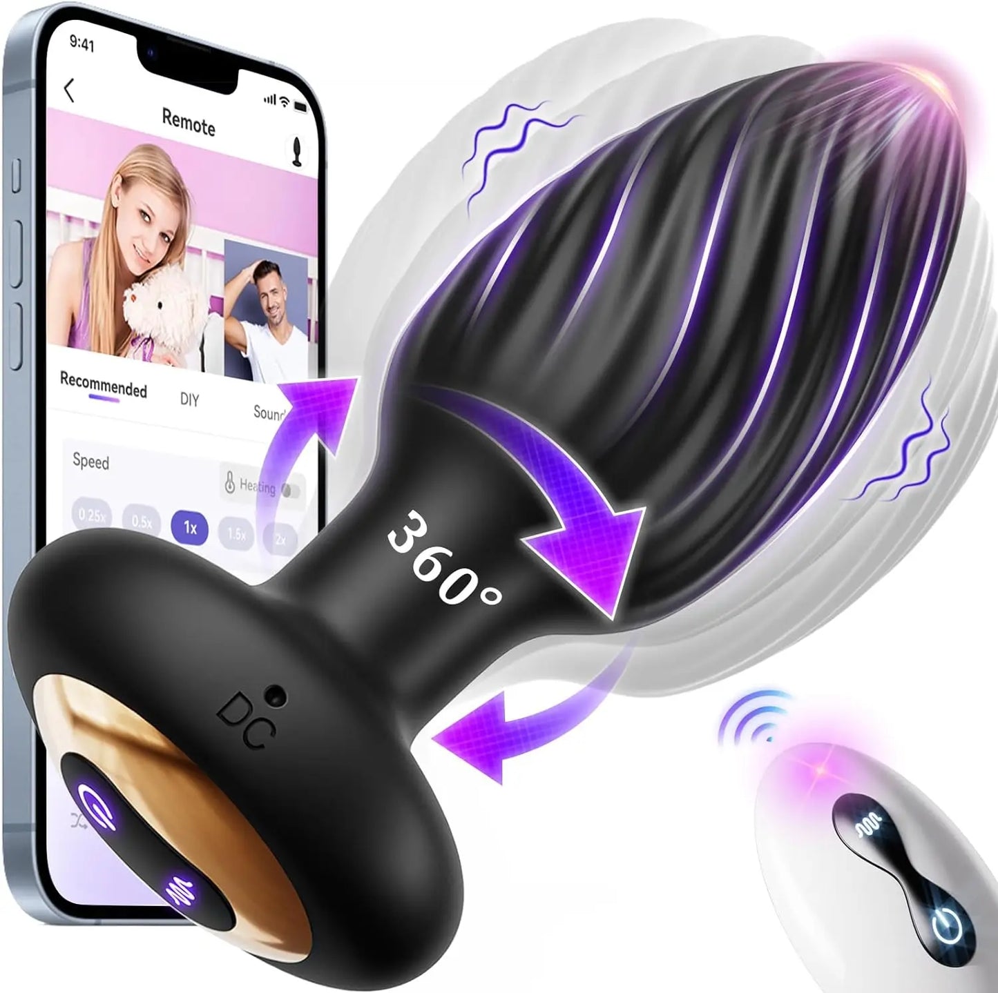 360 Rotation Vibrating Anal Plug 7 Speeds
