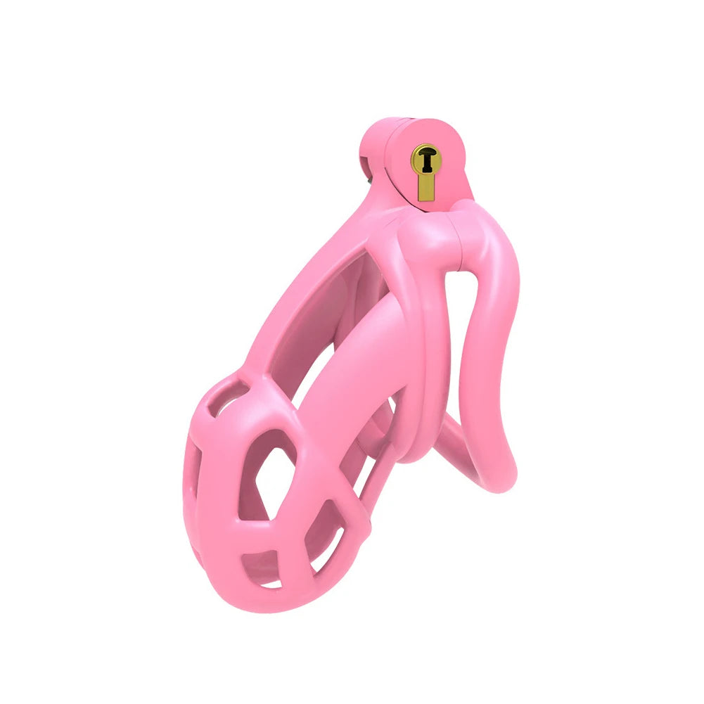 Male Chastity Cage Lock Cock Device (Pink)