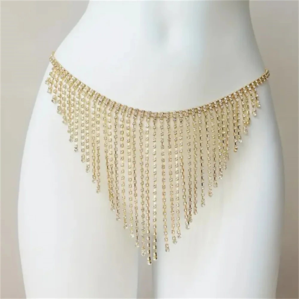 Sexy Crystal Tassel Thong Shorts
