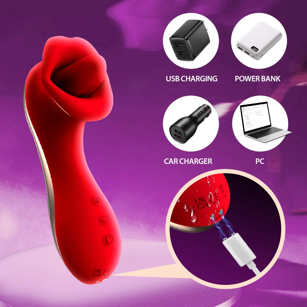 Handle Mouth Shaped Vibrator Licking Kissing