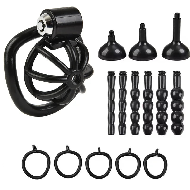 Male Penis Chastity Cage Set 5 Rings