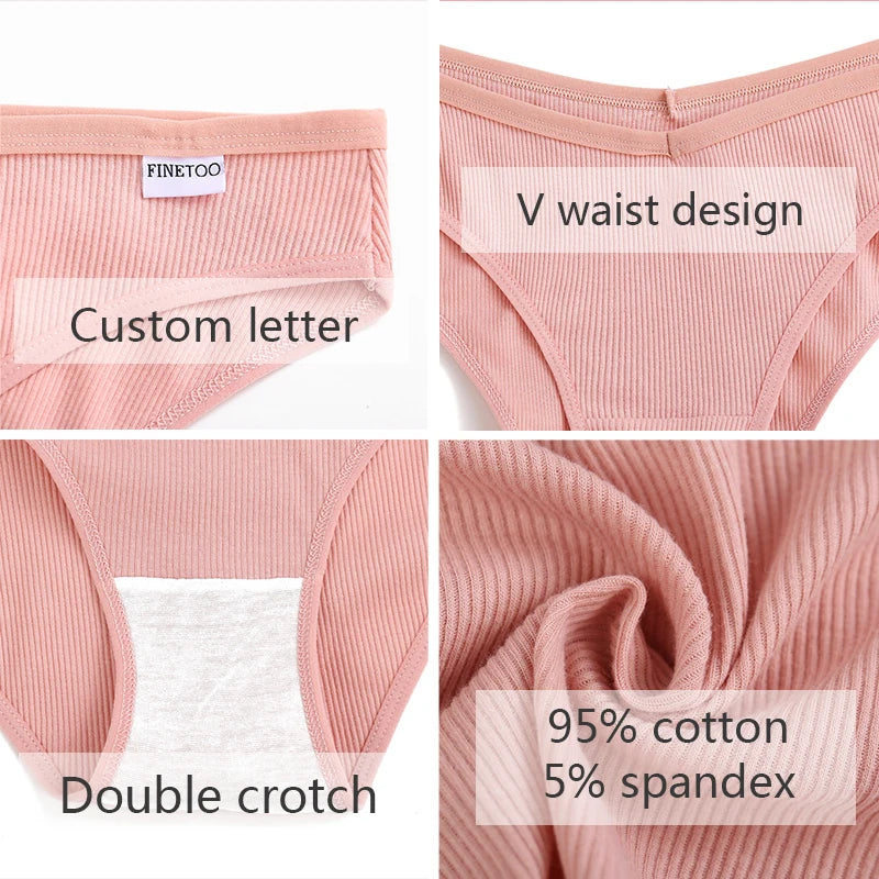 FINETOO Women Cotton Panties Female Sexy V Wasit Briefs Pantys Ladies Breathable Underwear Girls M-2XL Intimates Lingerie Soft