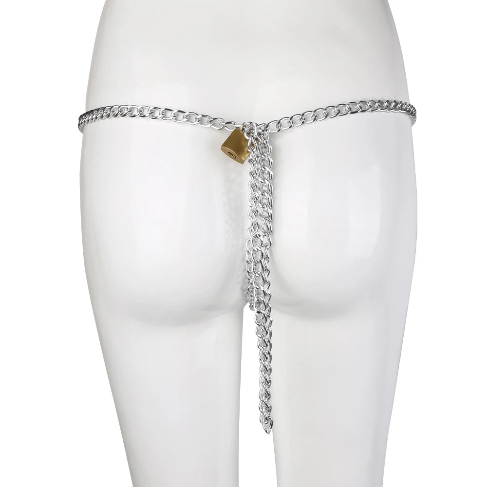 Pearl Metal Female Chastity Belt – Lockable Bondage Lingerie Accessory