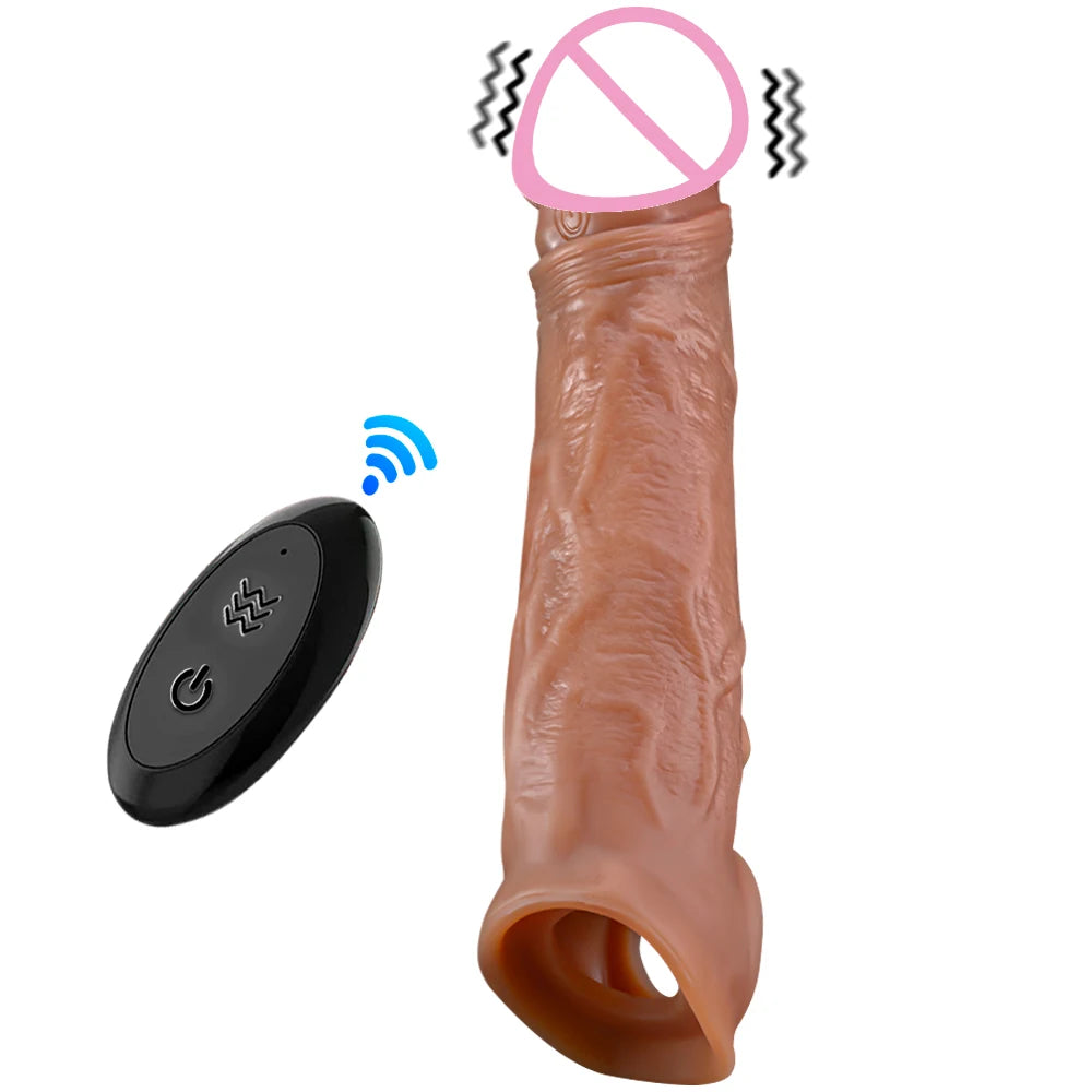 Penis Extender Sleeve Vibrator with Remote