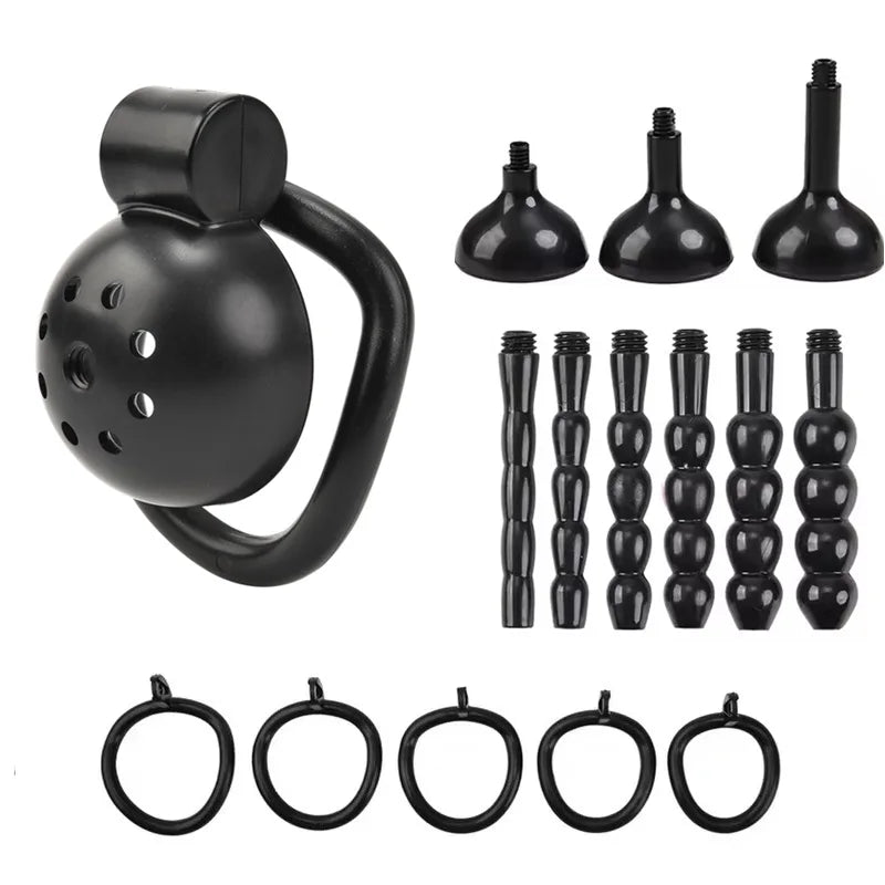 Male Penis Chastity Cage Set 5  Rings