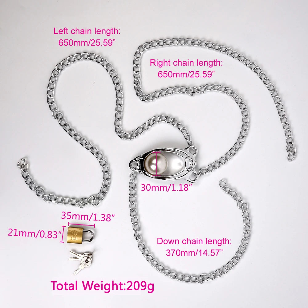 Pearl Metal Female Chastity Belt – Lockable Bondage Lingerie Accessory