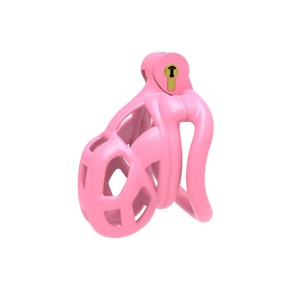 Male Chastity Cage Lock Cock Device (Pink)