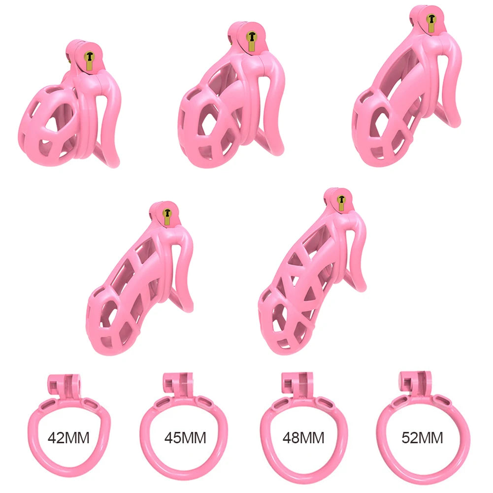 Male Chastity Cage Lock Cock Device (Pink)