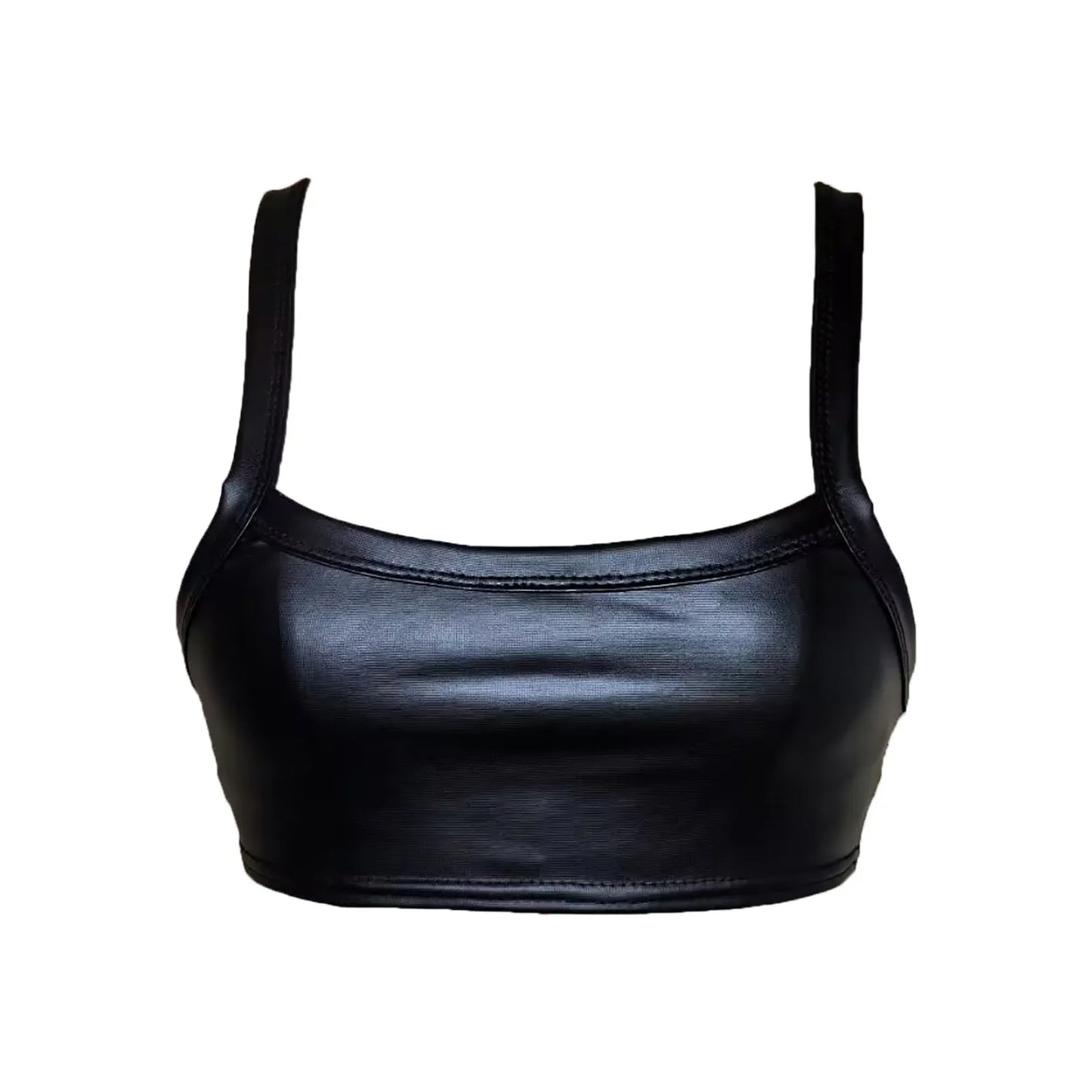 Women's Faux Leather Square Neck Crop