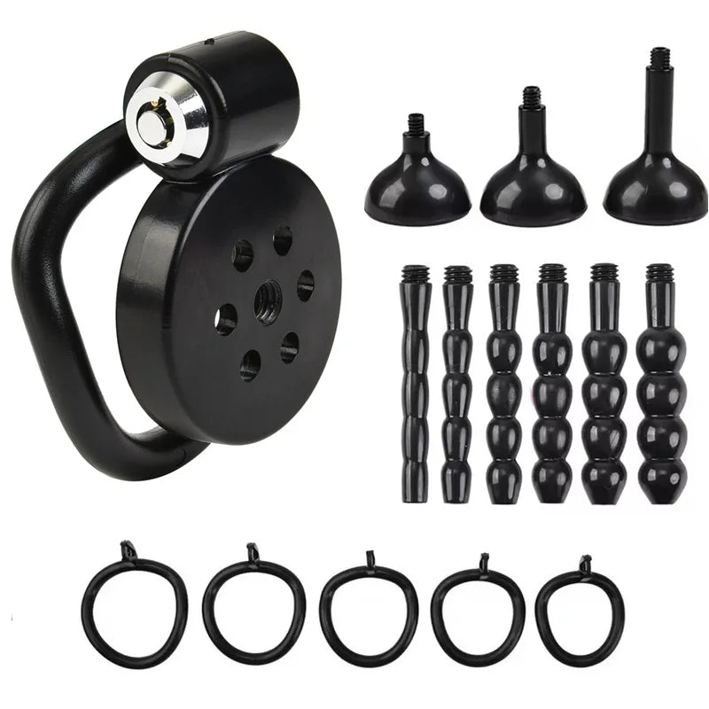 Male Penis Chastity Cage Set 5  Rings