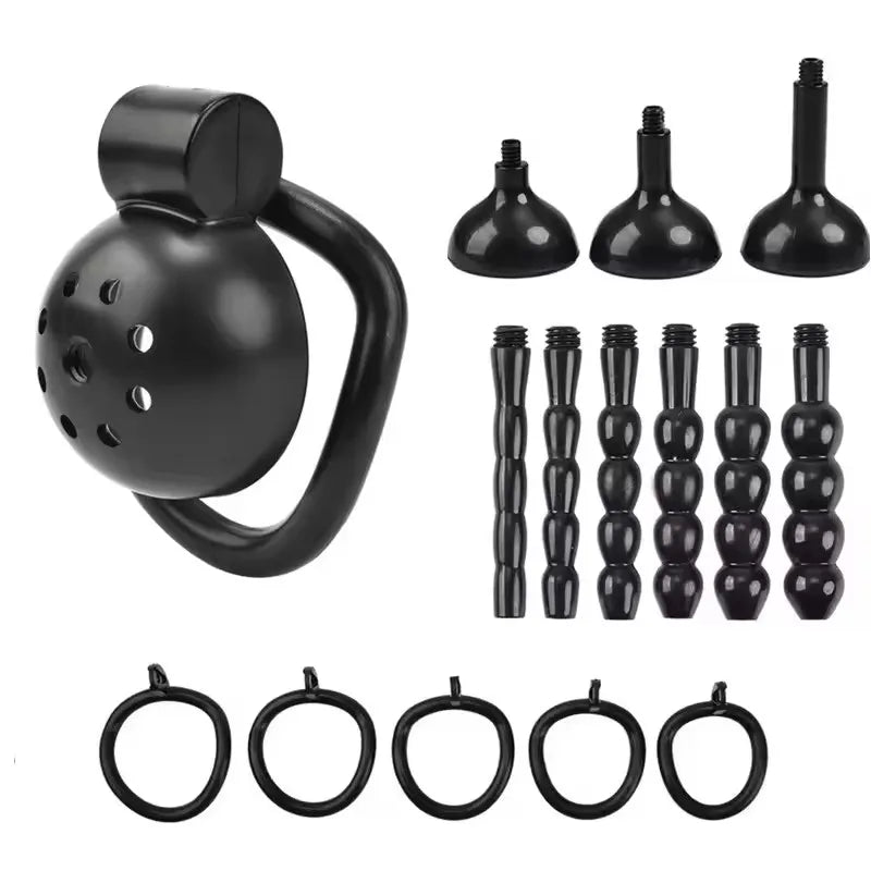 Male Penis Chastity Cage Set 5  Rings
