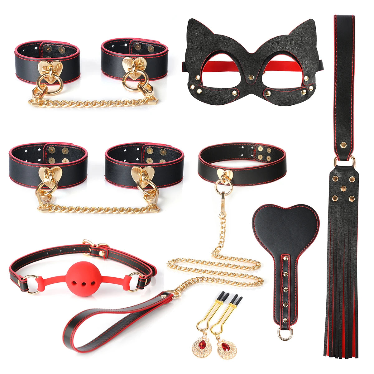 Leather 8 PCS BDSM Bondage Set With Luxury Case – Couples Restraint Kit