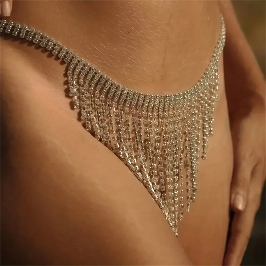 Sexy Crystal Tassel Thong Shorts