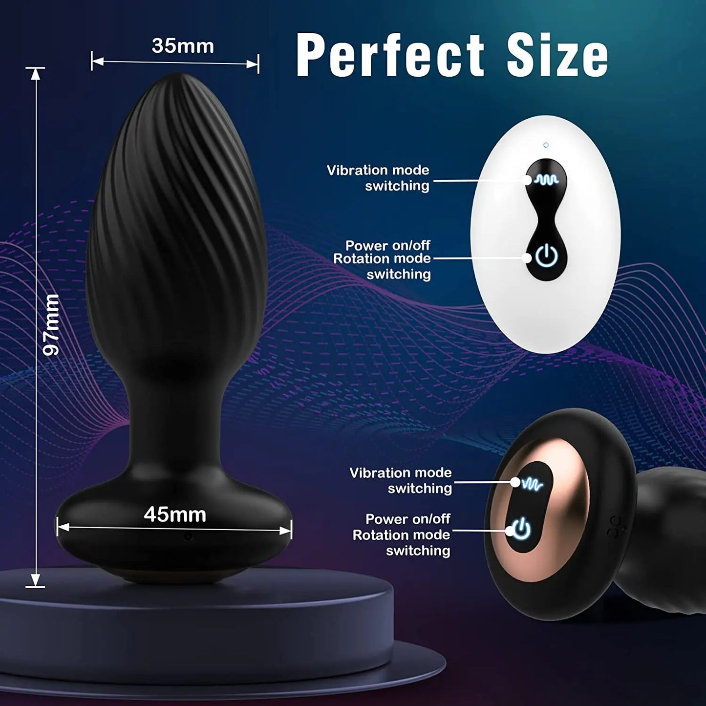 360 Rotation Vibrating  Anal Plug 7 Speeds