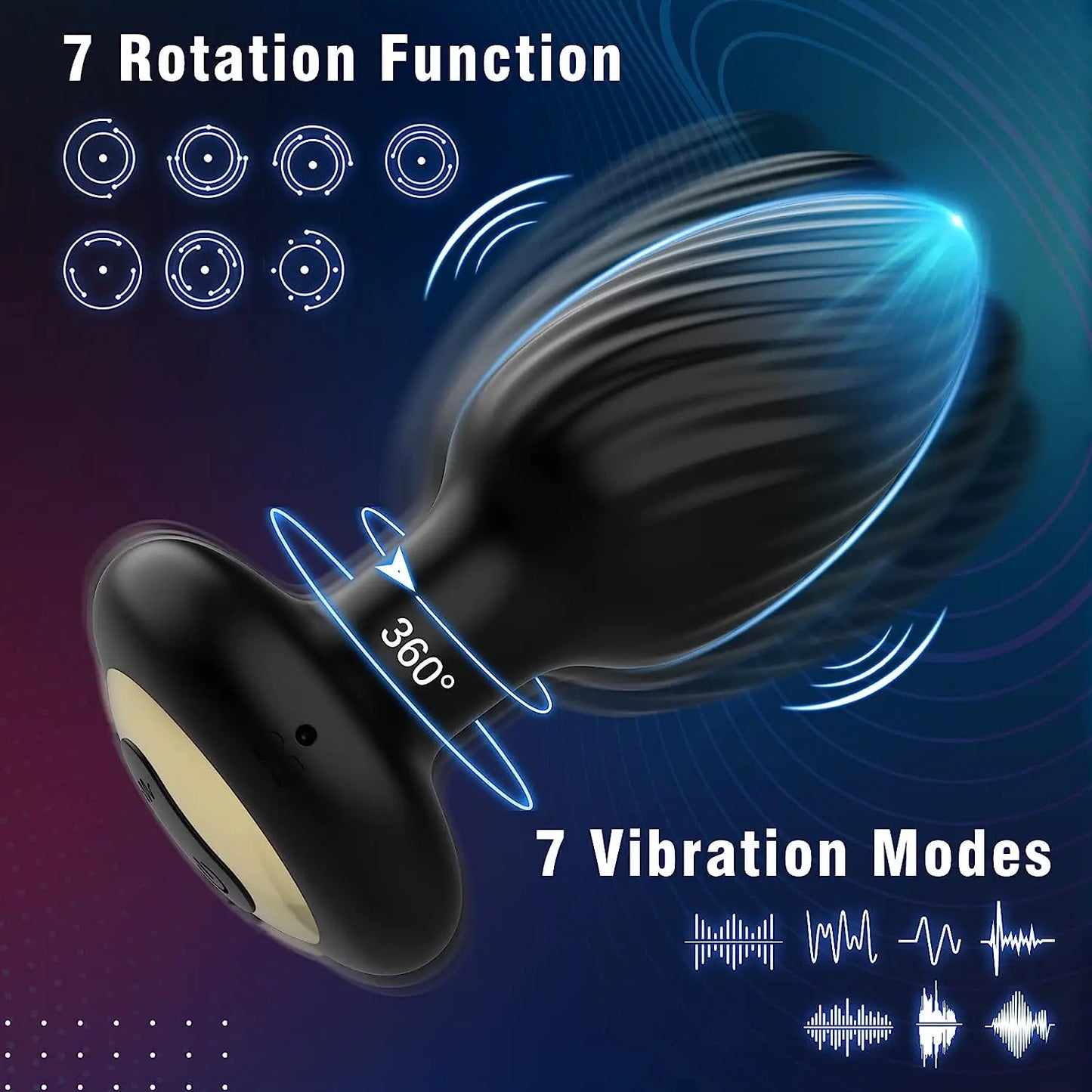 360 Rotation Vibrating  Anal Plug 7 Speeds