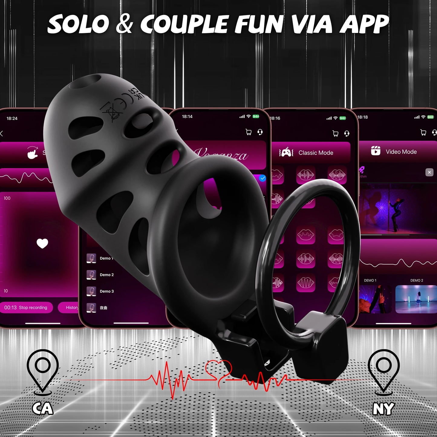 APP Control Vibrating Chastity Cage