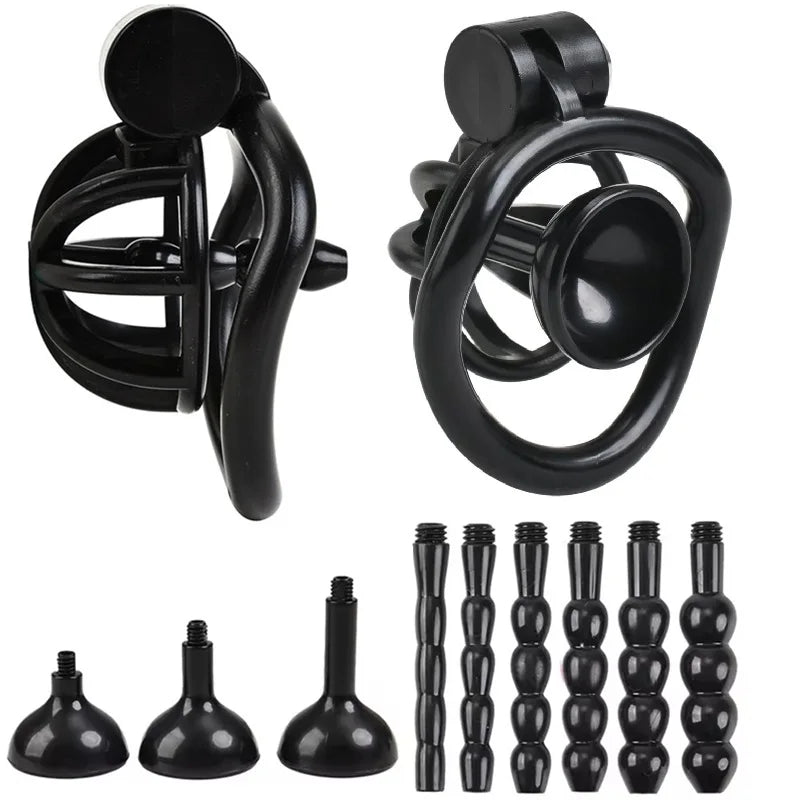 Male Penis Chastity Cage Set 5  Rings
